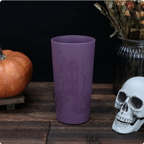 New Etched Haunted House 3-Piece Dinnerware Set in Purple/Plum - Picture 10 of 16